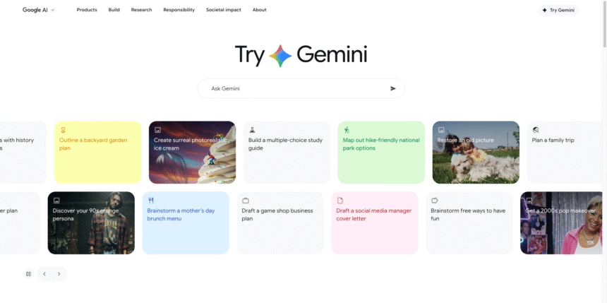This is a picture of Gemini landing page.