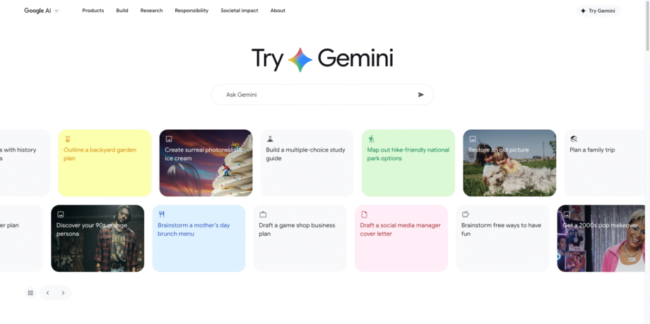 This is a picture of Gemini landing page.