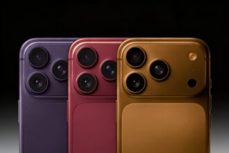 A mockup of the iPhone 18 Pro showing a smaller Dynamic Island and a triple-lens camera system.